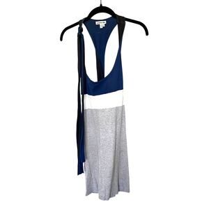 Lactose Tank Color Block Dress in Navy White and Grey with Shoulder Tie Size 34